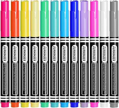 DumanAsen 12 Pcs Liquid Chalk Pens for Chalkboard Glass Whiteboard