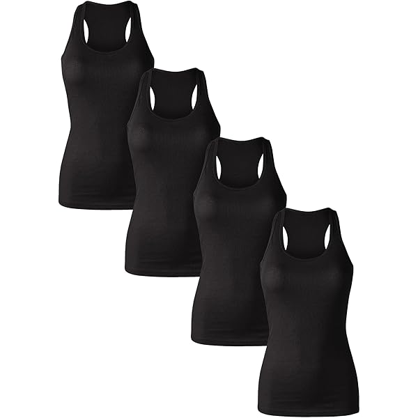Zenana Outfitters 4 Pack Women's Plus Size Black Scoop Neck