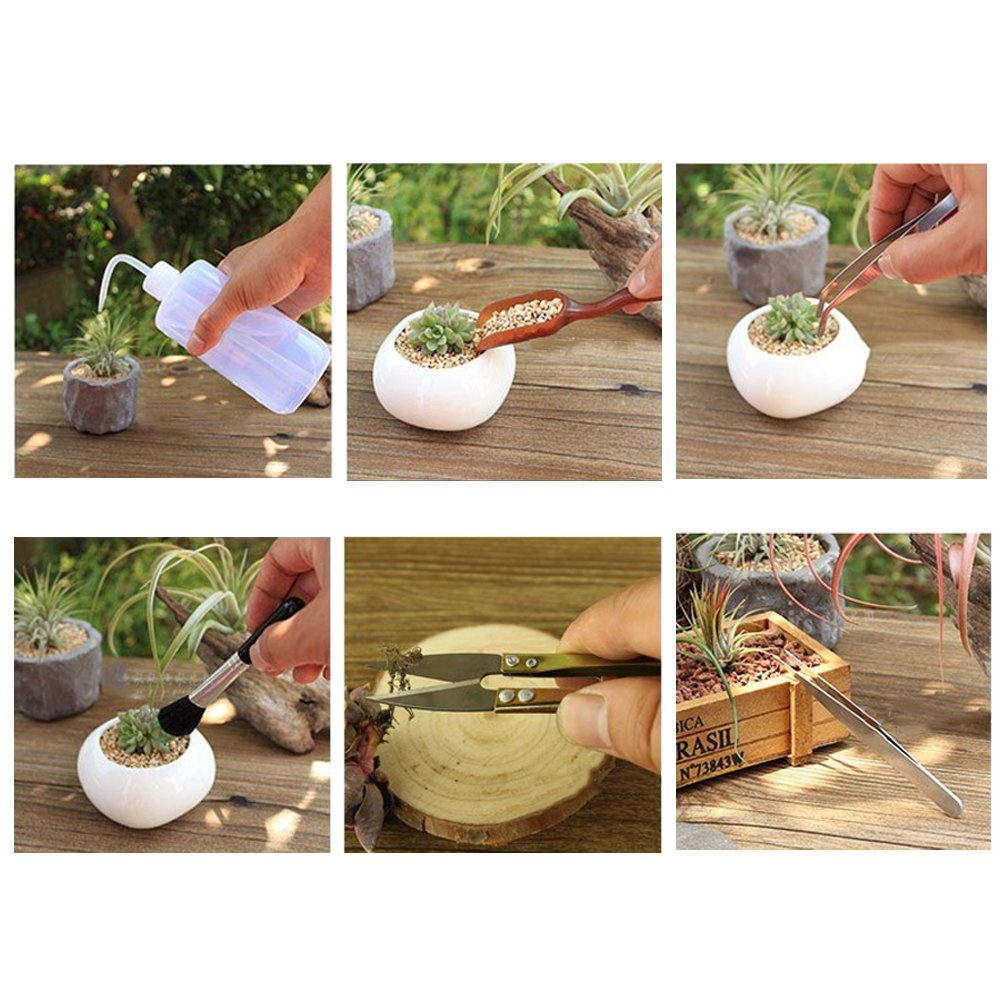 VGoodall 14 Pieces Mini Garden Tools Set，Succulent Transplanting Hand Tool Set include Shovel Rake Spade for Indoor Plant Care