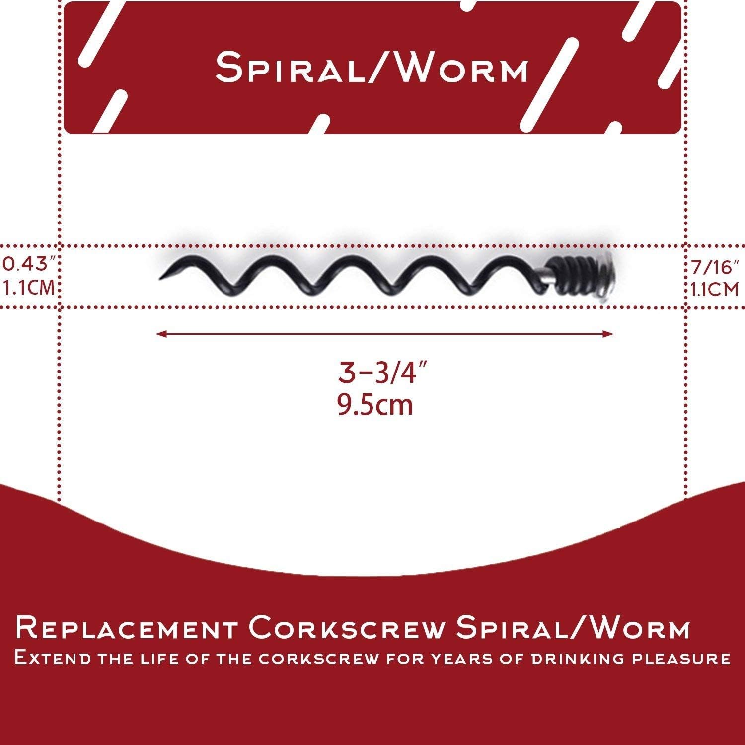 Best Replacement Corkscrew Spiral/Worm for Vertical and BestUtensils Wine Opener (2 Pack), Black