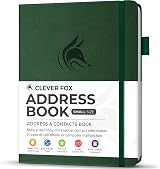Clever Fox Address Book PU Leather with Alphabetical Tabs Forest Green 10.5x14cm