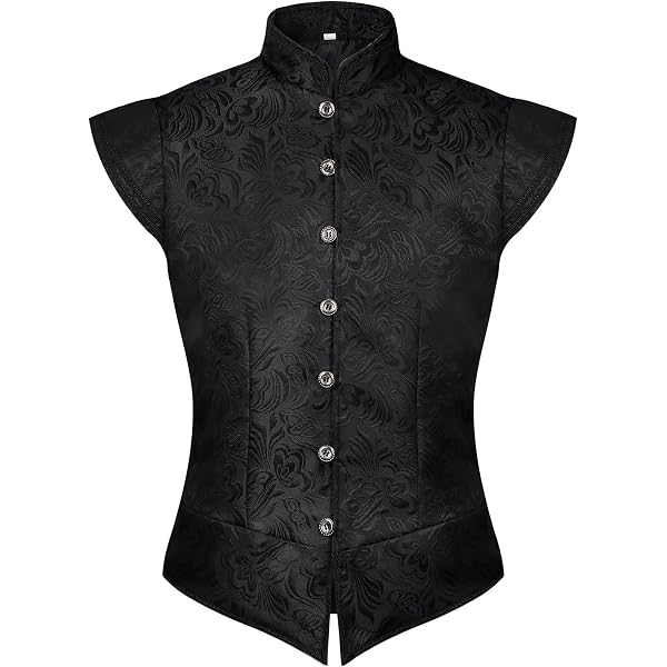 inhzoy Homme Renaissance Médiéval Gilet Pirate Déguisement Halloween Carnaval Steampunk Vintage Gothique Victorien Vest Débardeur Lacet Col V S- 3XL A Café S