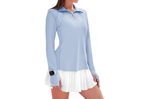 IECCP Womens Long Sleeve Golf Shirts Sun Protection 1/4 Zip Pullover Summer Quick Dry Athletic Hiking Running Workout Tops