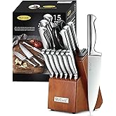 McCook® Knife Sets, German Stainless Steel Kitchen Knife Block Sets with Built-in Sharpener