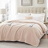 Sealy Heated Blanket Electric Queen Size 84"x90", Soft Double Flannel Electric Blanket with 10 Heat Levels & 1-12 Hours Auto Shut Off, Machine Washable, Even Heat Distribution, Beige