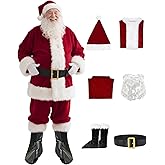 KLLOUZE Santa Claus Costume for Men Velvet Santa Costume Professional Santa Suit Adult Men Santa Outfit Christmas Costume