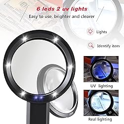Magnifying Glass with Light, USB Rechargeable 5X