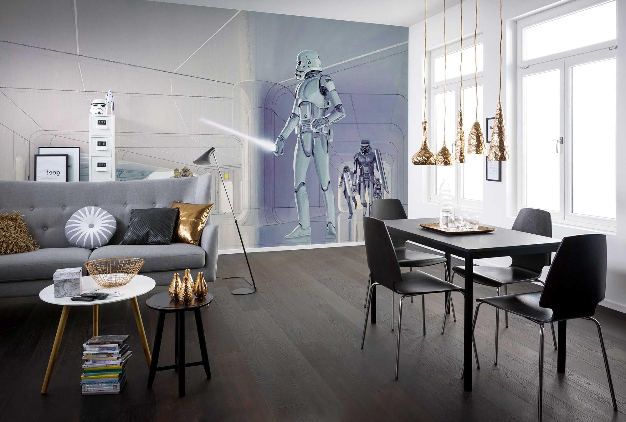 Komar Star Wars Non-Woven Photo Wallpaper Grey Black 500 x 250 cm (Width x Height) Width 50 cm