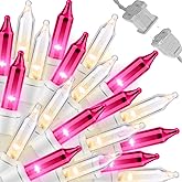 LAMPHOME Pink Clear Christmas Valentine's String Lights 100 Mini Incandescent Fairy Light,20 Ft White Wire Galentine's Day Lights Indoor & Outdoor Party Patio Bedroom Xmas Tree Garland Decoration
