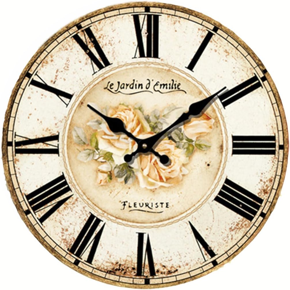 Eruner French Parisian Vintage Le Jardin D Emilie Wall Clock 12 Inch C 50 Amazon Co Uk Kitchen Home