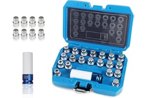 21PCS Wheel Lock Removal Kit, BMW Wheel Lock Key Automotive Wheel Anti-Theft Lock Lug Nut Screw Remover Key Socket Tool Set w