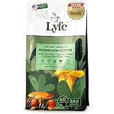 LYFE Organic Instant Mushroom Coffee, 40 Servings – Lion’s Mane, Chaga, Cordyceps & Turkey Tail | USA Grown Adaptogenic Blend for Energy, Focus & Wellness - Natural Superfood Coffee for Daily Vitality