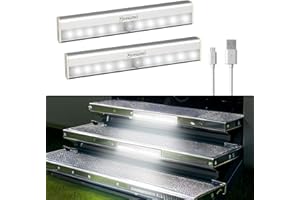 RVINGPRO Motion Activated RV Step Lights 2 Pack, 10 LED USB Rechargeable Motion Sensor Lights Strip, Magnetic Camper Step Lights Bar for RV, Camper, Travel Trailers