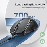 TECKNET Bluetooth Mouse Wireless Silent 4800DPI Tri-Mode 2.4G BT 5.0/3.0 Gray view 2