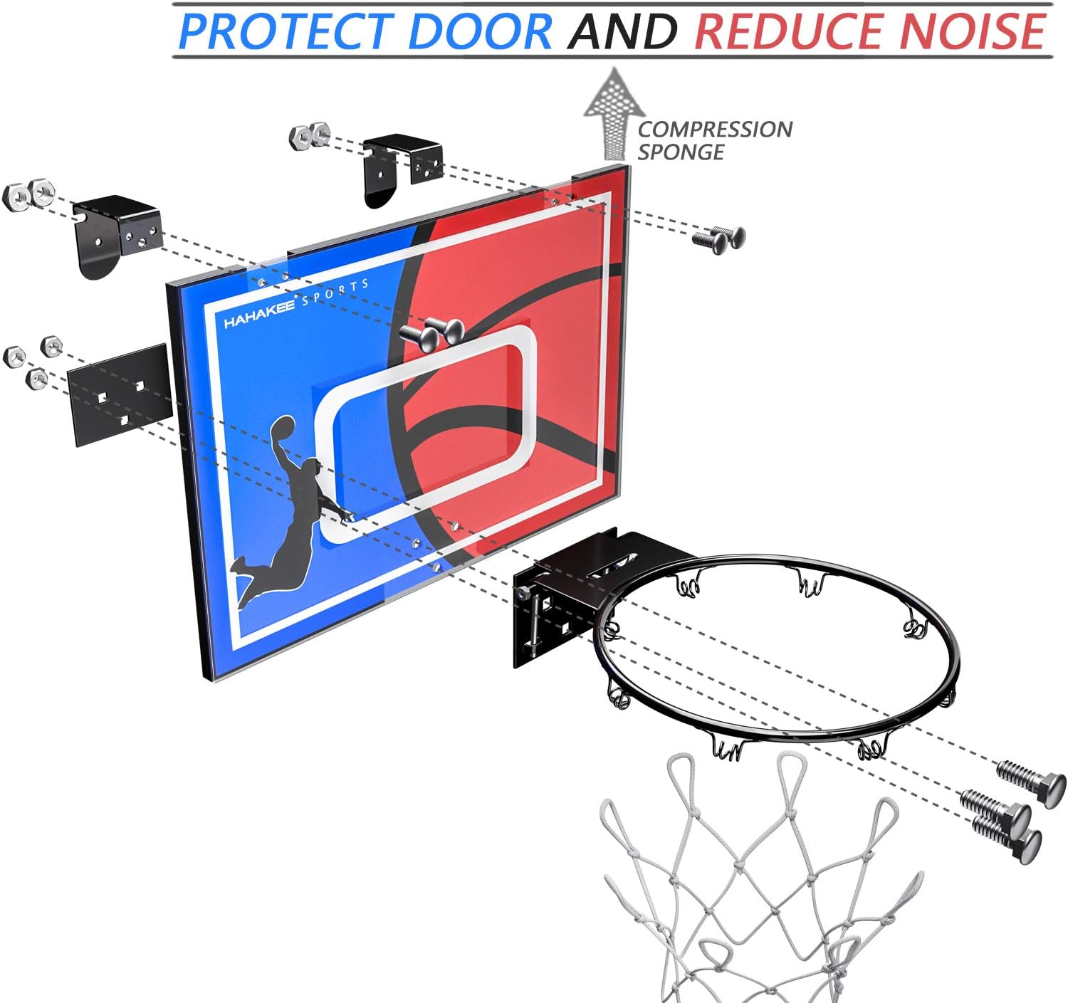 Hahakee Mini Basketball Hoop, Wall Mounted and Indoor Basketball Toys with Breakaway Steel Rim, Includes Mini Basketball and Hand Pump (16.5"x12") : Sports & Outdoors