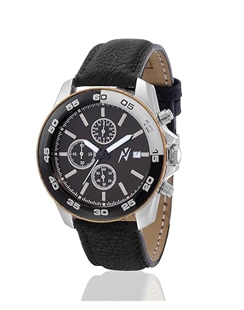 Black Dial Analogue Day and Date Watch for Men