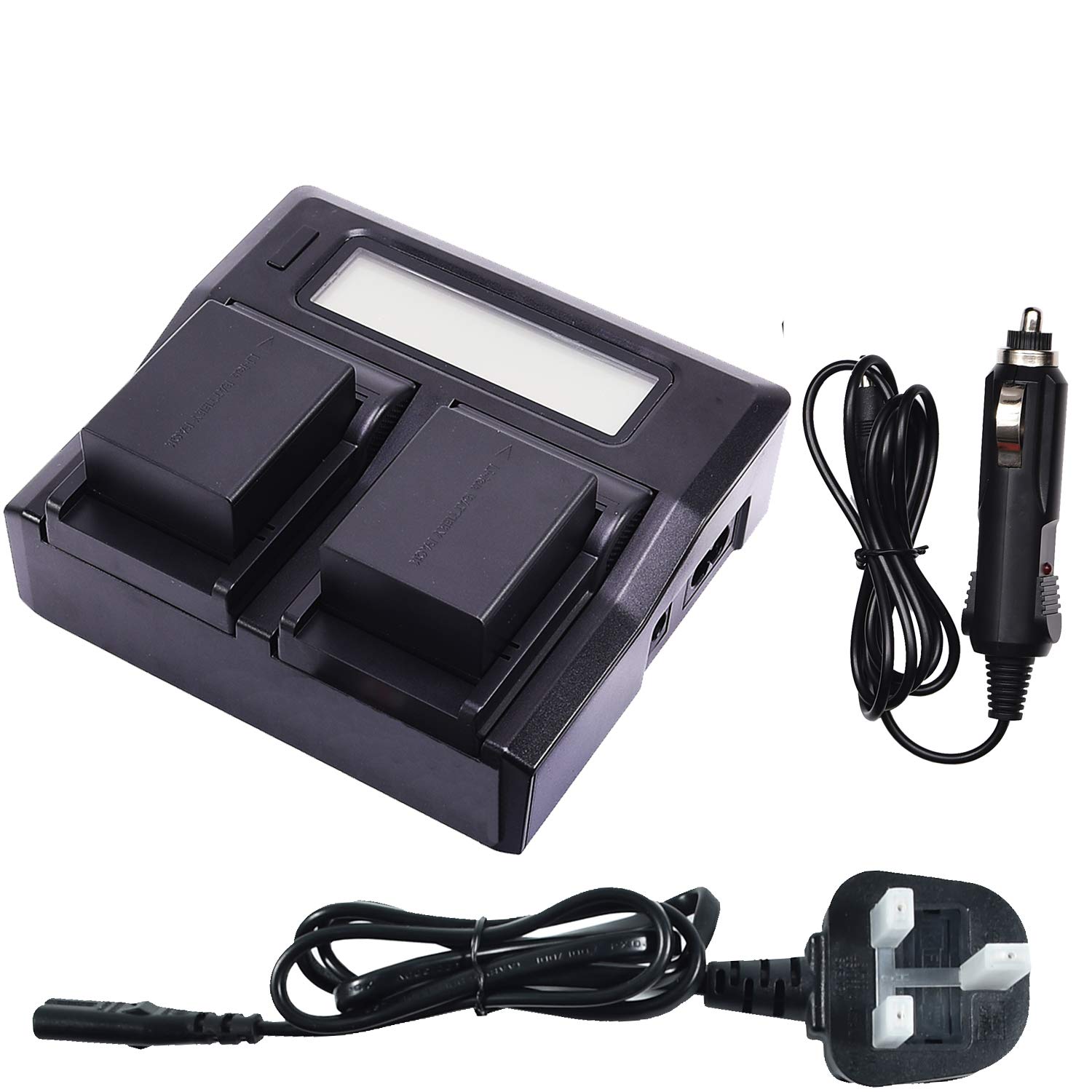 DSTE 2-Pack Replacement Battery (7.4V/1600mAh) and Rapid LCD Dual Charger for Panasonic Lumix DMC-G1/G2/G10/GF1/GH1 Camera