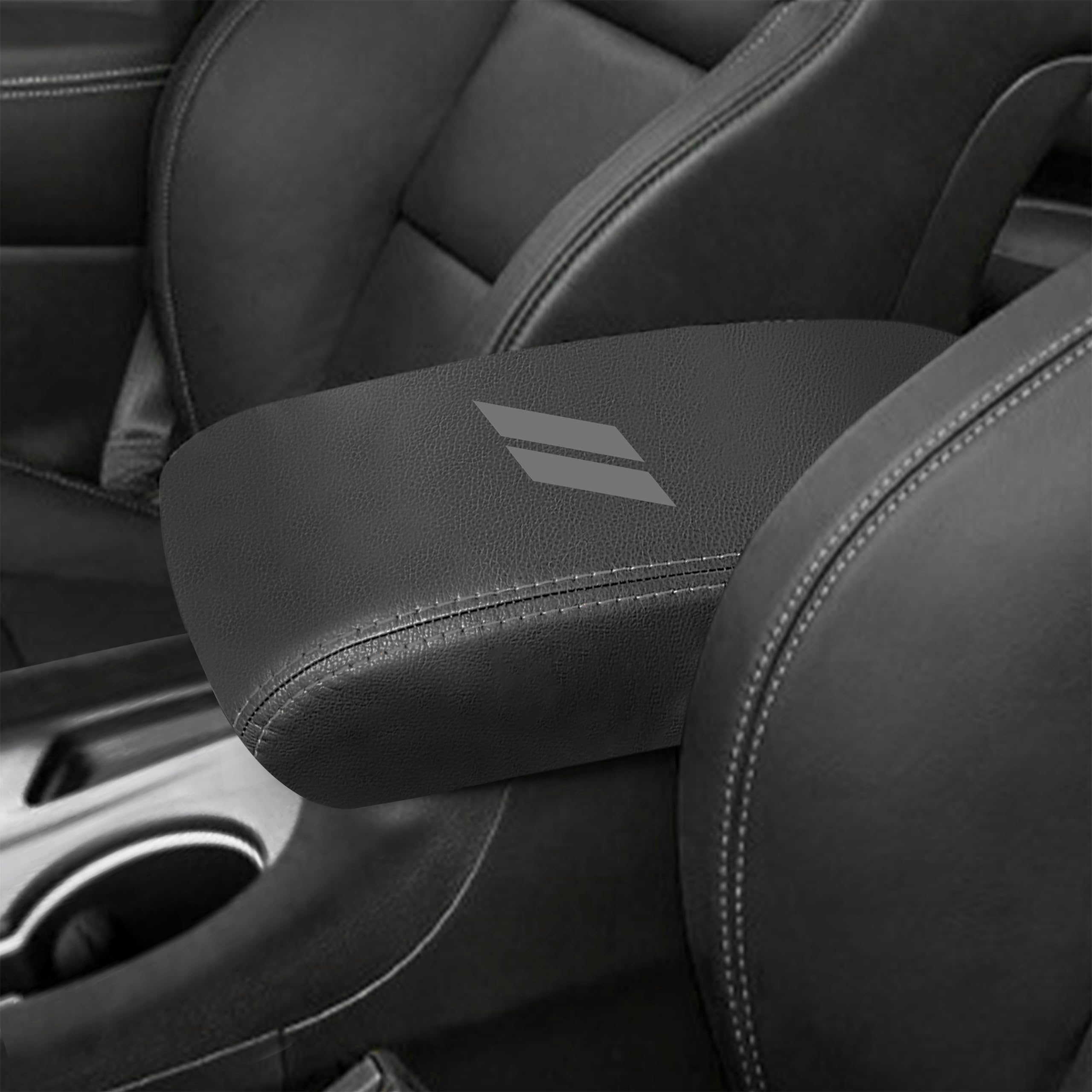Photo 1 of YOSRTER for Dodge Durango Accessories 2021 2022 2023 2024 2025 2026 Center Console Armrest Cover Interior Box Anti-Scratch Leather Central Armrest Decoration (Gray Stitches)