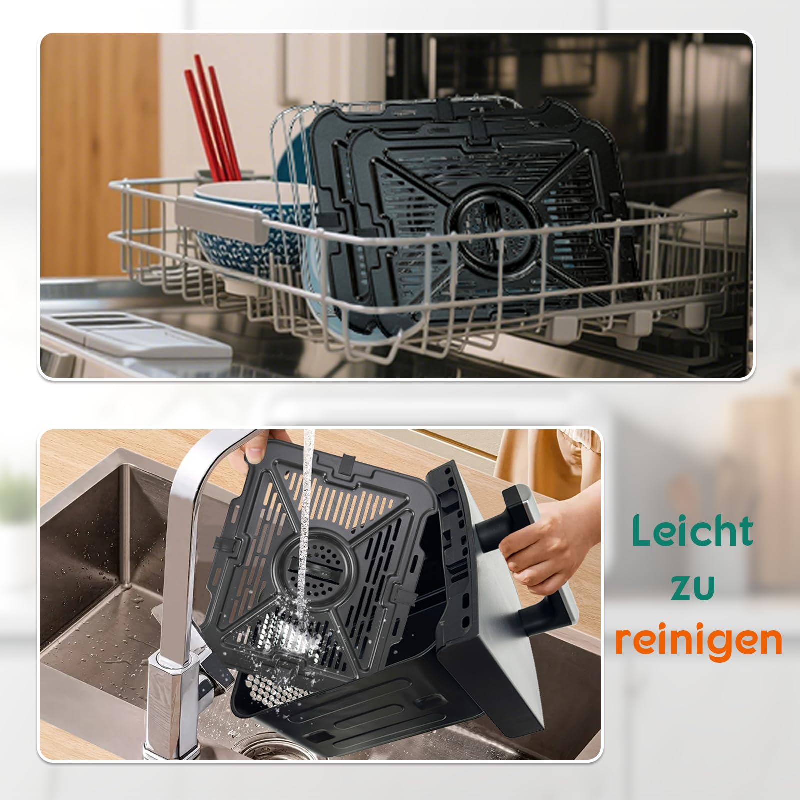 10L Double Stack XL airfryer Heißluftfritteuse | 2400W heißluftfritteuse 2 kammern | Gleichmäßiges Garen & Wende-Erinnerung | Sync/Match,9 Programme, Energie sparen, Spülmaschinenfest 8