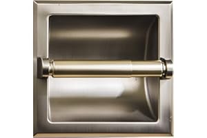 SENTO BETTER HOME BETTER LIFE SENTO Recessed Brushed Nickel Toilet Paper Holder, Wall Mounted Heavy Duty Metal Toilet Paper Roll Holder with Rear Mounting Bracket, in Wall, Easy Installation, Satin Nickel