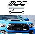 WINUERK Tri-Color Grille Badge Emblem, TRD Grille Decor Badge, 3-Color Upgrade Emblem, Car Decoration Accessories Fit for Tacoma 4Runner Tundra Sequoia Rav4 Highlander (Black Flag)