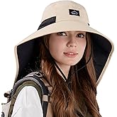 Rosoz Outdoor Sun Hat for Men Women, UPF50+ Protection Safari Cap Wide Brim Mesh Fishing Hat with Neck Flap Beach Garden