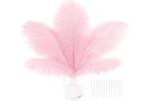 SOGUGOM Pink Craft Ostrich Feathers - 30PCS 6-8 inch Bulk Ostrich Feathers Kit for Centerpieces, Kindergarten Crafts, Hats and Party Centerpieces(Light Pink)