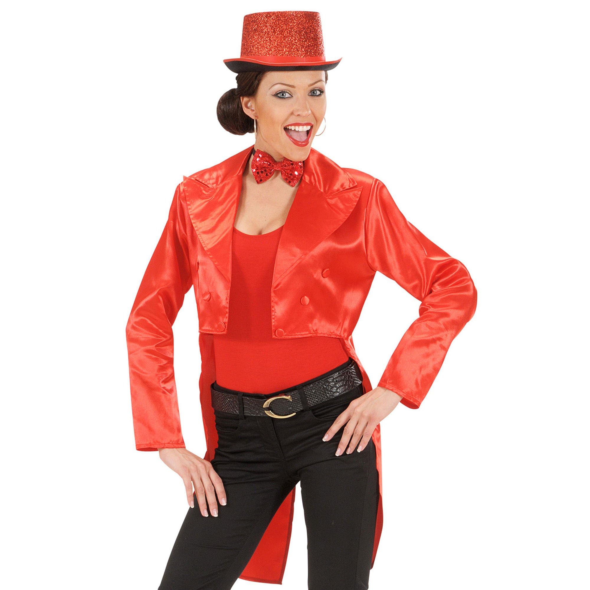 Tailcoat Red Satin Womens Costume Large for Hardy Hollywood Film Fancy Dress