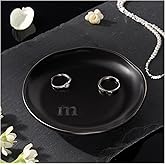 Lolalet Handmade Ceramic Ring Dish Jewelry Tray Plate with Initial, Small Monogram Gift for Her Women Girls Mother, Hostess, Engagement, Bridal Shower, Maid of Honor, Bridesmaid, Birthday, Christmas