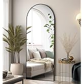 Floor Mirror, 64"x21" Black Full Length Mirror, Arched Mirrors Full Length, Freestanding Mirrors, Arch Floor Length Mirror with Thin Aluminum Frame Hanging or Leaning, Wall Mounted Mirror for Bedroom