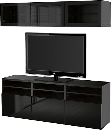 Ikea Besta Tv Storage Box Glass Doors Black Brown Selsviken Glossy Black Clear Glass Amazon De Kuche Haushalt