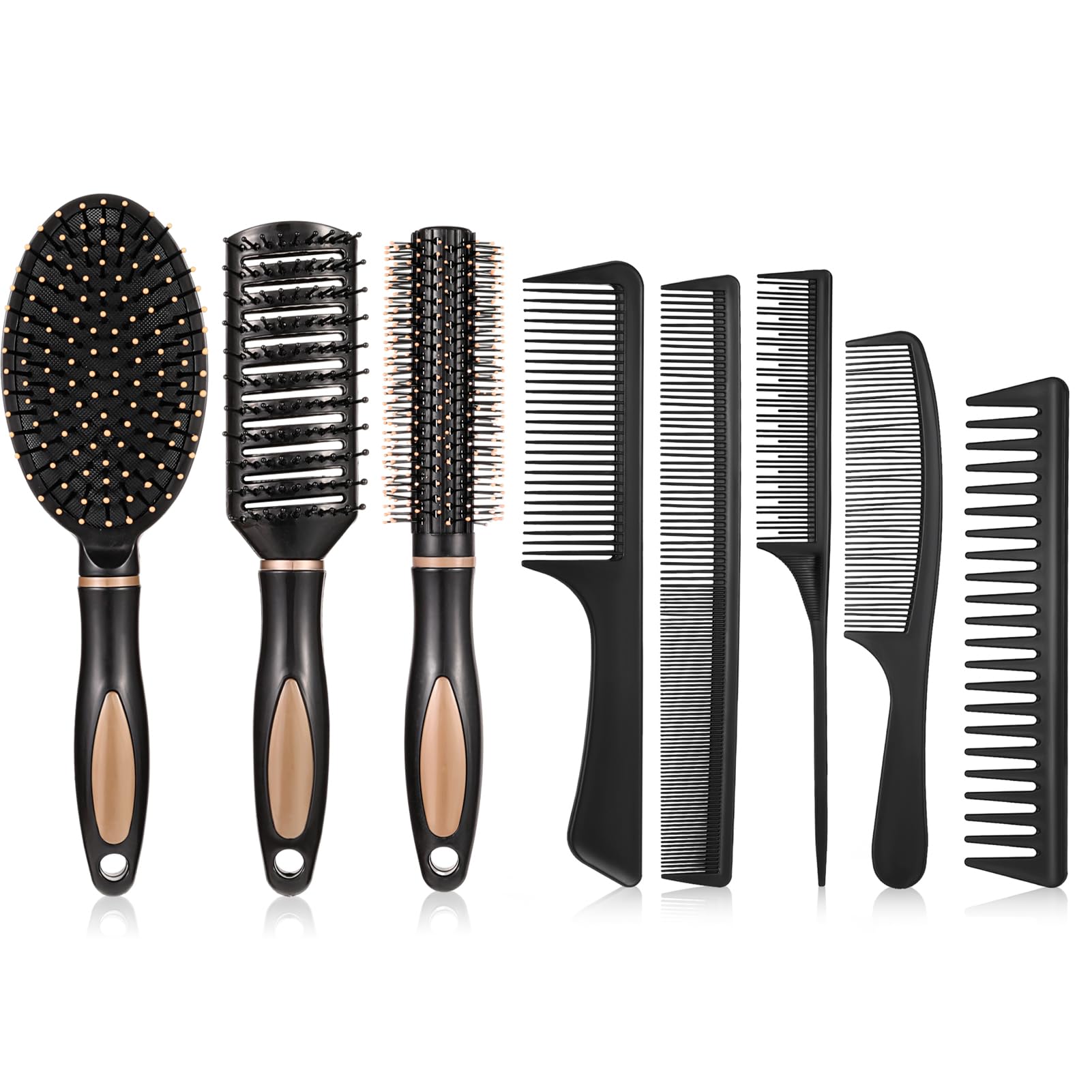 Meng Jiaran 8 Pack Hair Brush Set, Women's Detangling Paddle Brush for Wet & Curly Hair, Anti-Static Hair Brushes for Salon & Home Supplies