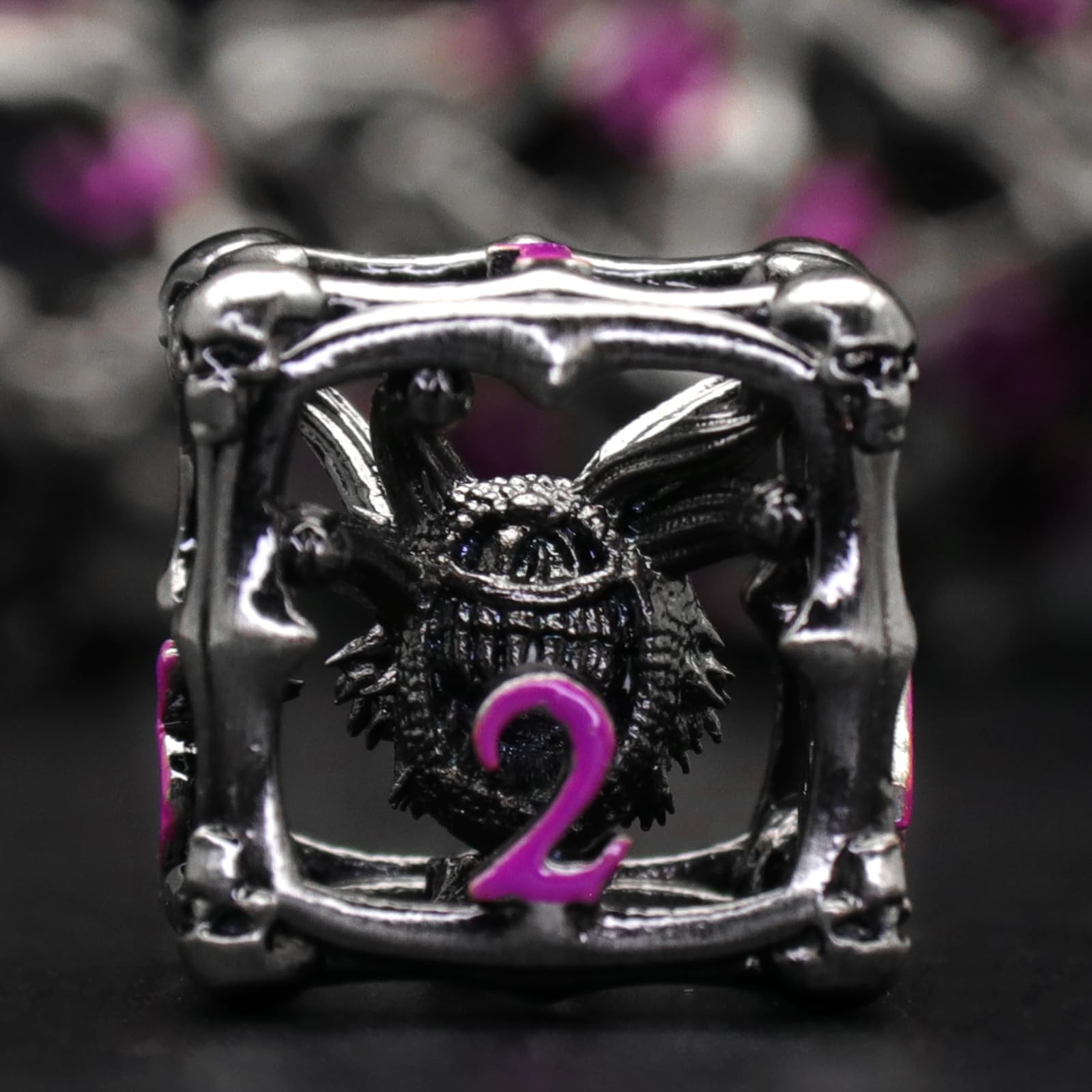 Beholder DND Dice Set, Eye Monster Metal Dice, ZHOORQI 7PC/Set Polyhedral Dices for Dungeons and Dragons, D&D Gifts（Eye-Purple)