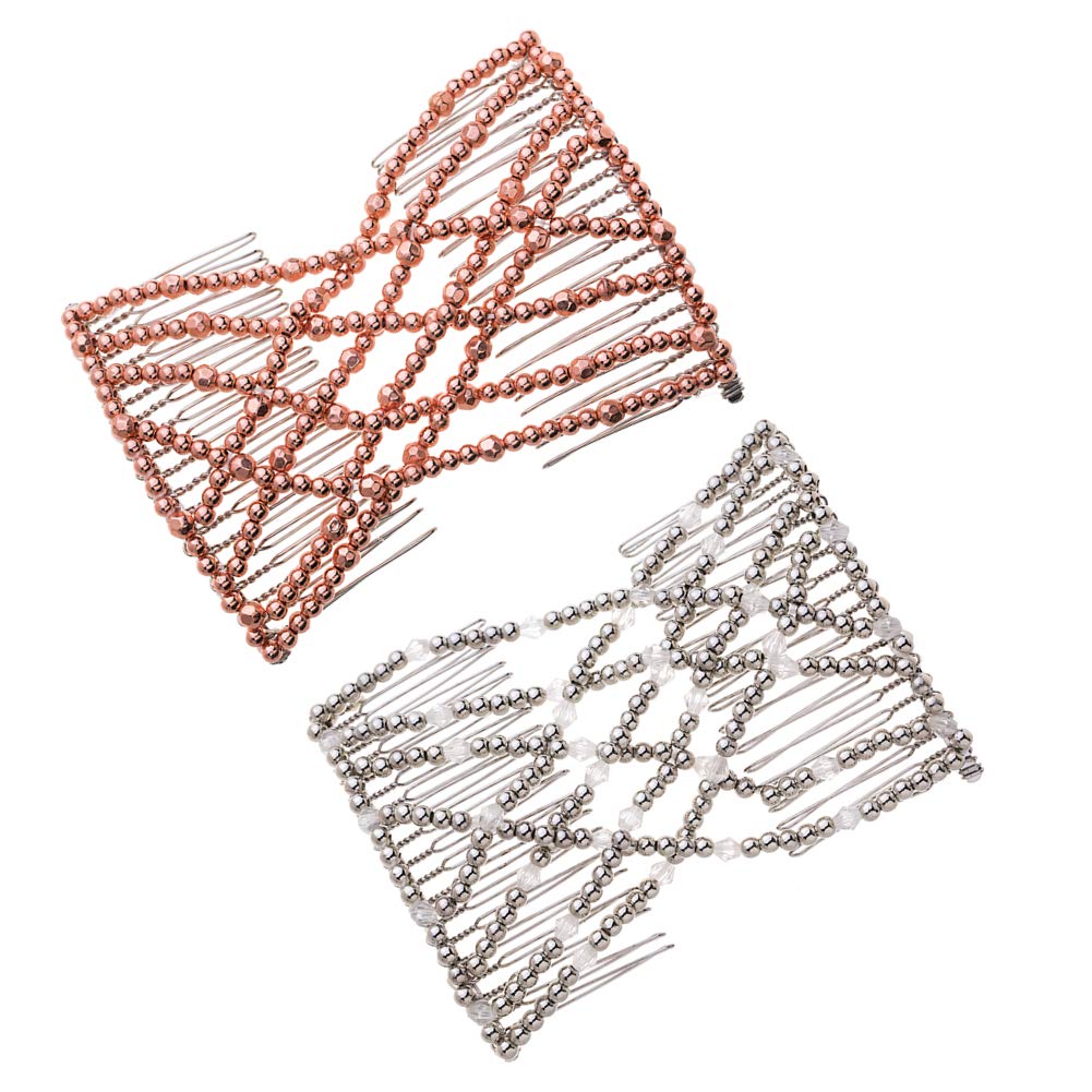 Casualfashion 2 Pcs Magic Beading Easy Stretching Hair Combs Double Clips Hair Styling Accessories for Women Girls Hair Beauty : Beauty