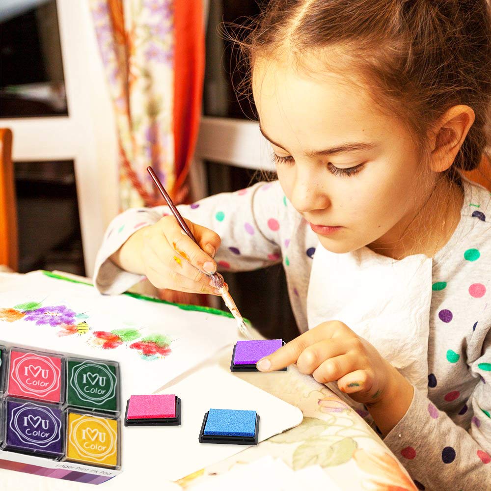 Finger Ink Pads for Kids, 20 Colors Ink Stamp Pads, Washable Craft Stamp Pad DIY Color for Rubber Stamps, Paper, Scrapbooking, Wood Fabric, Best DIY Gift for Kids