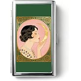 VexelZytro Vintage Art Deco Versatile Card & Cash Case, Slim Metal Wallet for Women Men Credit ID Business Cards (#A)