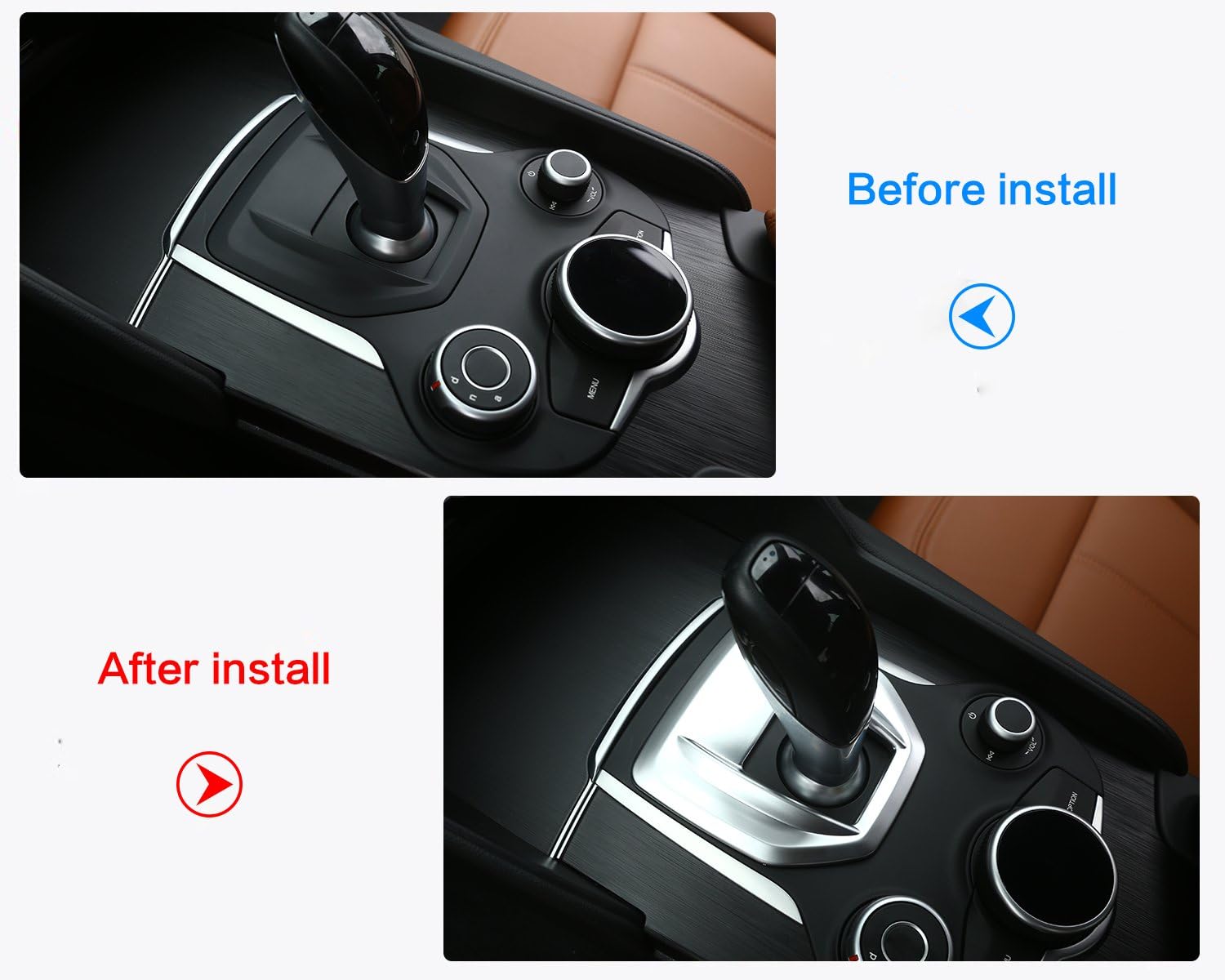 ABS Chrome Interior Center Console Gear Shift Panel Cover Trim For Giulia Stelvio 2017-2019 - Image 5