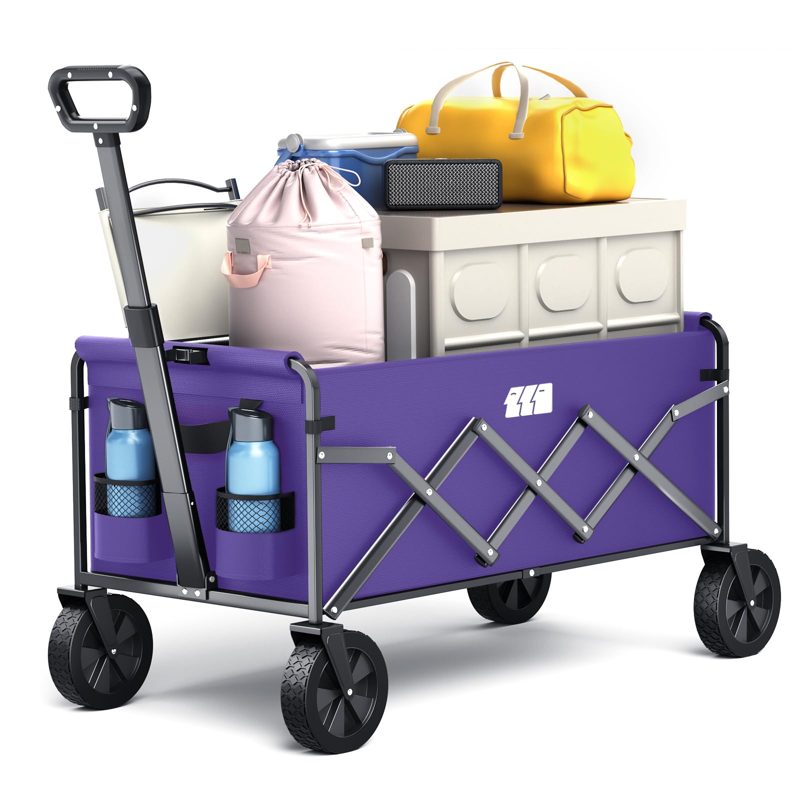 Photo 1 of ***READ CLERK NOTES*** TANSTRIDER Collapsible Foldable Wagon, Foldig Cart with Wheel Heavy Duty with 180lbs Weight Capacity Lightweight Utility Camping Wagon for Groceries Garden Beach Sports Fishing (Purple)