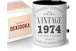 DEKIDOKA 50th Birthday Gifts For Men and Women, Ceramic 1974 Coffee Mugs, 50th Birthday Gift Ideas, 50th Birthday Mugs, 50 Year Old Birthday Gifts for Mom Dad Family Birthday Valentine Christmas