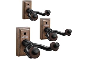 Donner Guitar Wall Mount Hanger 3-Pack, Black Walnut Guitar Wall Holder for Acoustic Electric Guitars, Bass, Ukulele, Violin,