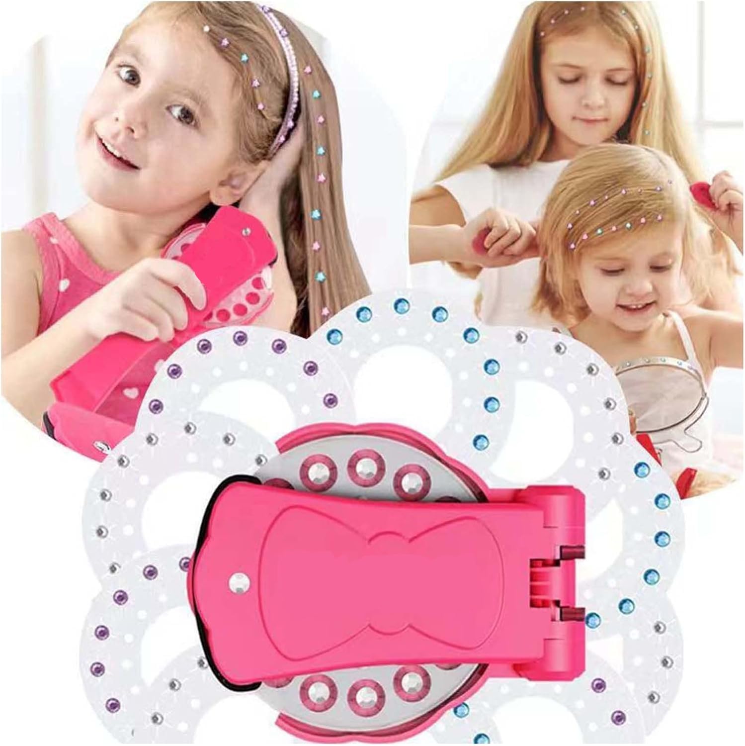 Hair Gem Stamper Kit with 195 Colorful Rhinestone Hair Gems – Fun and Easy-to-Use Hair Accessory Machine for Kids for Girls’ Parties, Birthdays, and Creative Hair Styling Adventures!