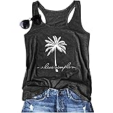 MQSVPUT Womens Tank Tops Summer Racerback Graphic Tanks Beach Vacation Tops Loose Running Athletic Sleeveless Shirt Cami