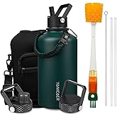 YONICOER Insulated Water Bottle 87oz,Triple Wall Vacuum Stainless Steel(Dishwasher Safe),Leak Proof & Non-BPA,Flask Jug with Paracord Handle & Straw Spout Lids Sports Green