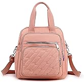 PORRASSO Backpack Fashion Shoulder Bag Women Handbag Rucksack Daypack Nylon Crossbody Bag for Work Travel Daily Use Pink
