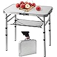 Byliable Small Folding Table 2FT Lightweight Portable Aluminum Camping Table for Picnic and Camping Mini Foldable with Adjustable Extended Height,Silver