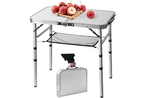 Byliable Small Folding Table 2FT Lightweight Portable Aluminum Camping Table for Picnic and Camping Mini Foldable with Adjustable Extended Height,Silver