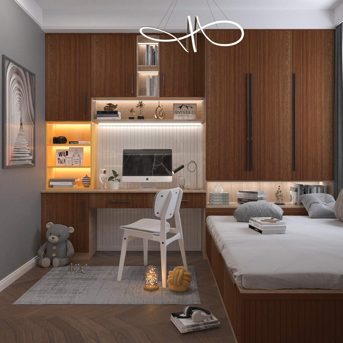 JSEVEM 40CM×5M Light Brown Walnut Wood Wallpaper Peel and Stick Waterproof Brown Walnut Wood Grain Contact Paper Vinyl Wrap Self Adhesive Furniture Sticker for Kitchen Cabinets Table Wardrobe Cupboard - Image 4