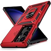 for Samsung Galaxy S23 Ultra Case with Camera Lens Cover, 10 FT Military Grade Drop Protection, Magnetic Ring Holder Kickstand Protective Phone Case for Samsung Galaxy S23 Ultra, Red