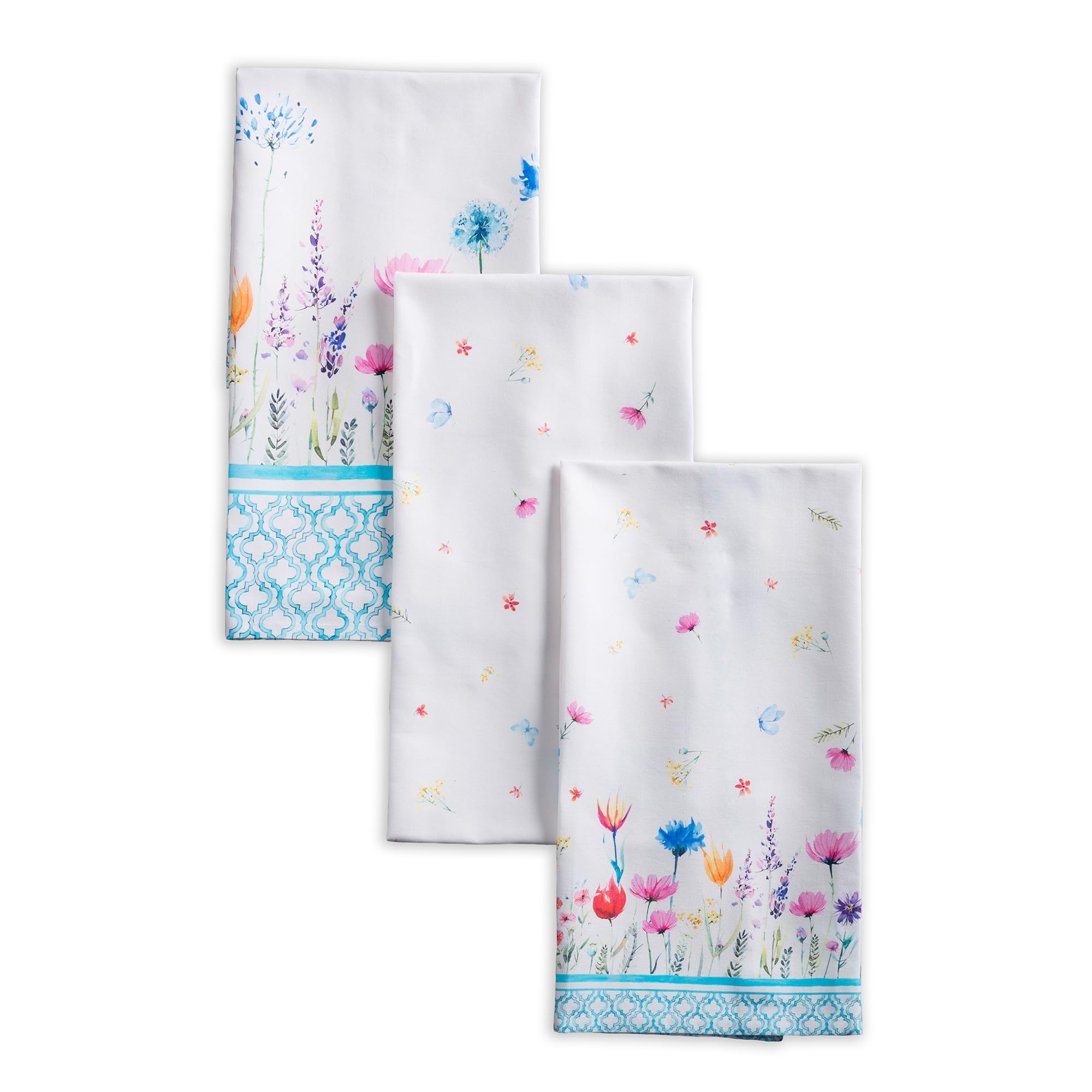 Maison d' Hermine Kitchen Towels Set of 3 100% Cotton 70 CM x 50 CM Reusable Cloth Tea Dish Towels Absorbent with Hanging Loop for Kitchen Dining Gifts for Mothers Day (Tropiques)