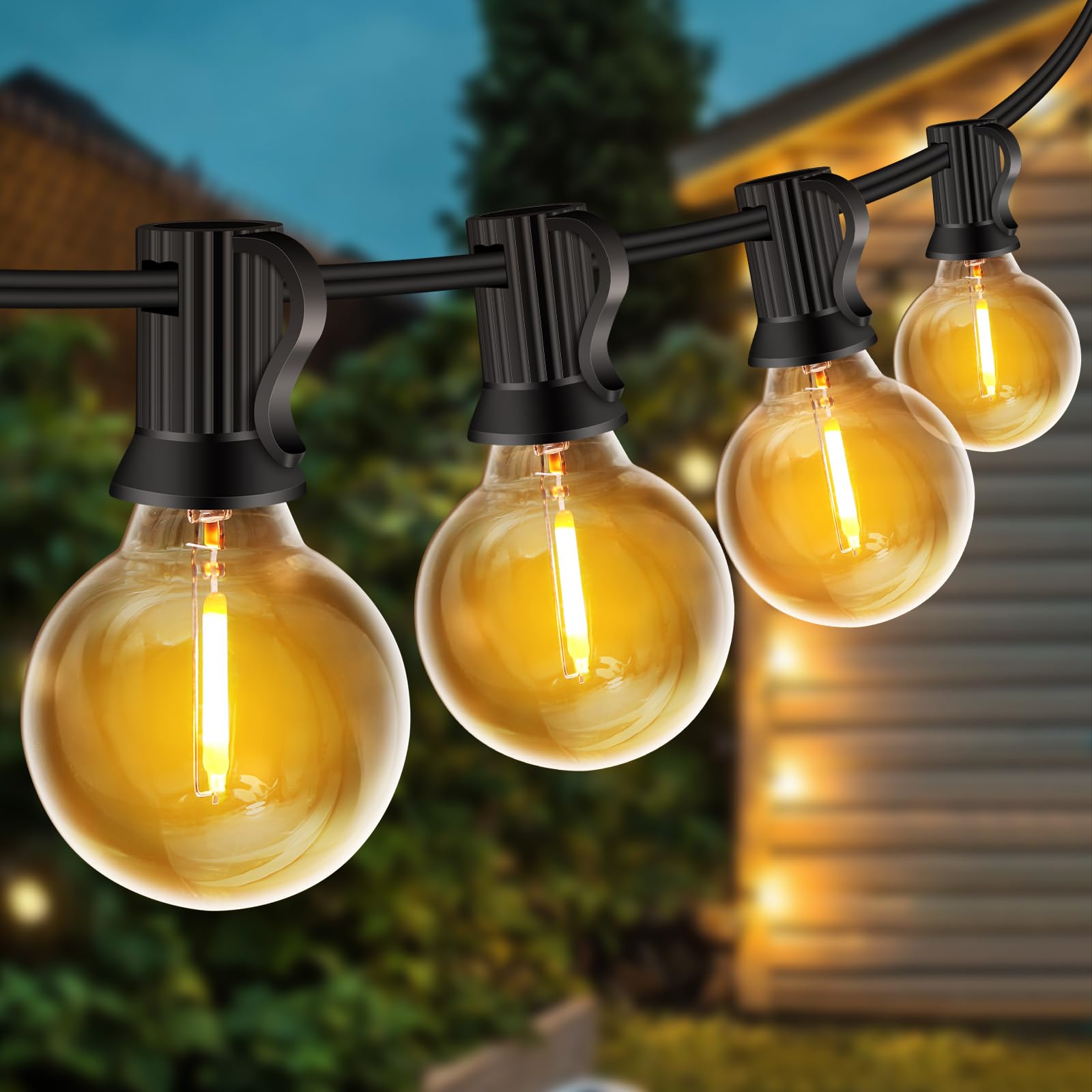 ZYRIVON Mains Powered Outdoor LED String Lights, 10M/33FT, Shatterproof Waterproof for Garden, Yard, Wedding, Christmas, Gazebo, Fence, Roof, Party - 20+2 Warm White